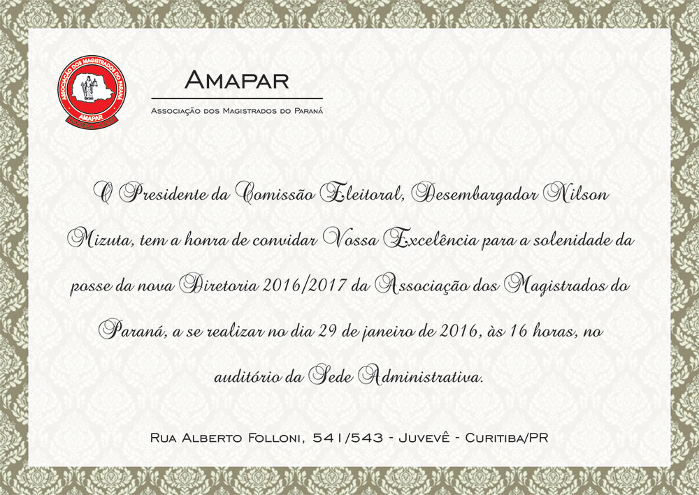 AMAPAR realiza na sexta-feira (29) assembleia geral e posse da diretoria para o biênio 2016/2017 